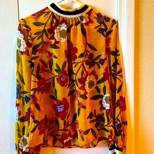 Yellow, floral FC sheer top